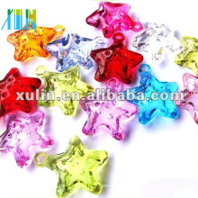 Wholesale transparent mixed color little star acryilc heart beads